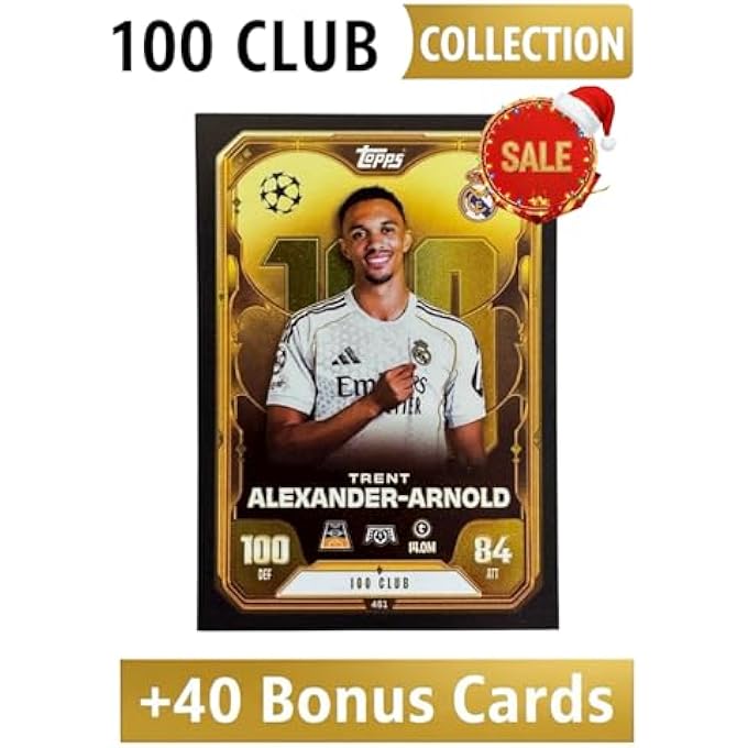 rayihni TRENT ALEXANDER-ARNOLD (REAL MADRID) +40 BONUS CARDS  100 CLUB  MATCH ATTAX 2025/2026 (25/26)  RARE FOOTBALL TRADING CARD - Image 1
